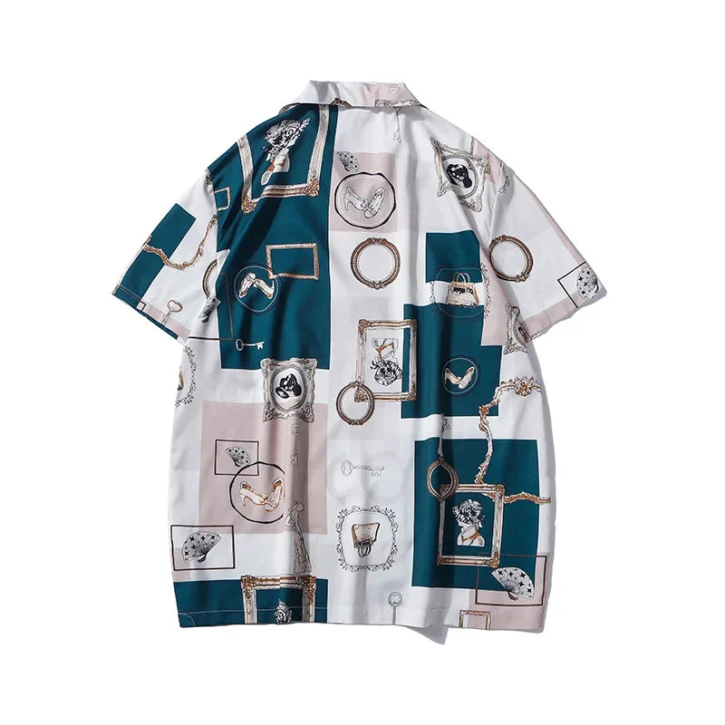 Hot Sale 2022 Hawaiian Flower Shirt Men's Retro Casual Loose Beach Vacation Couple Short-sleeved Shirt Tide Mens Clothing