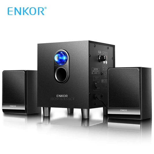ENKOR Multifunctional Wooden Desktop Computer Audio Bass Speaker High-power Home Theater sound  subwoofer 360 stereo Bluetooth