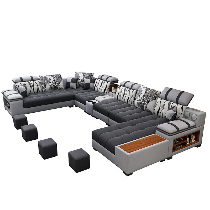 Fabric sofa large apartment living room modern minimalist furniture set combination home U-shaped technology cloth