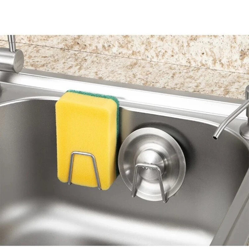 Kitchen Stainless Steel Sink Sponges Holder Kitchen Wall Hooks Self Adhesive Drain Drying Rack Storage Organizer Accessories