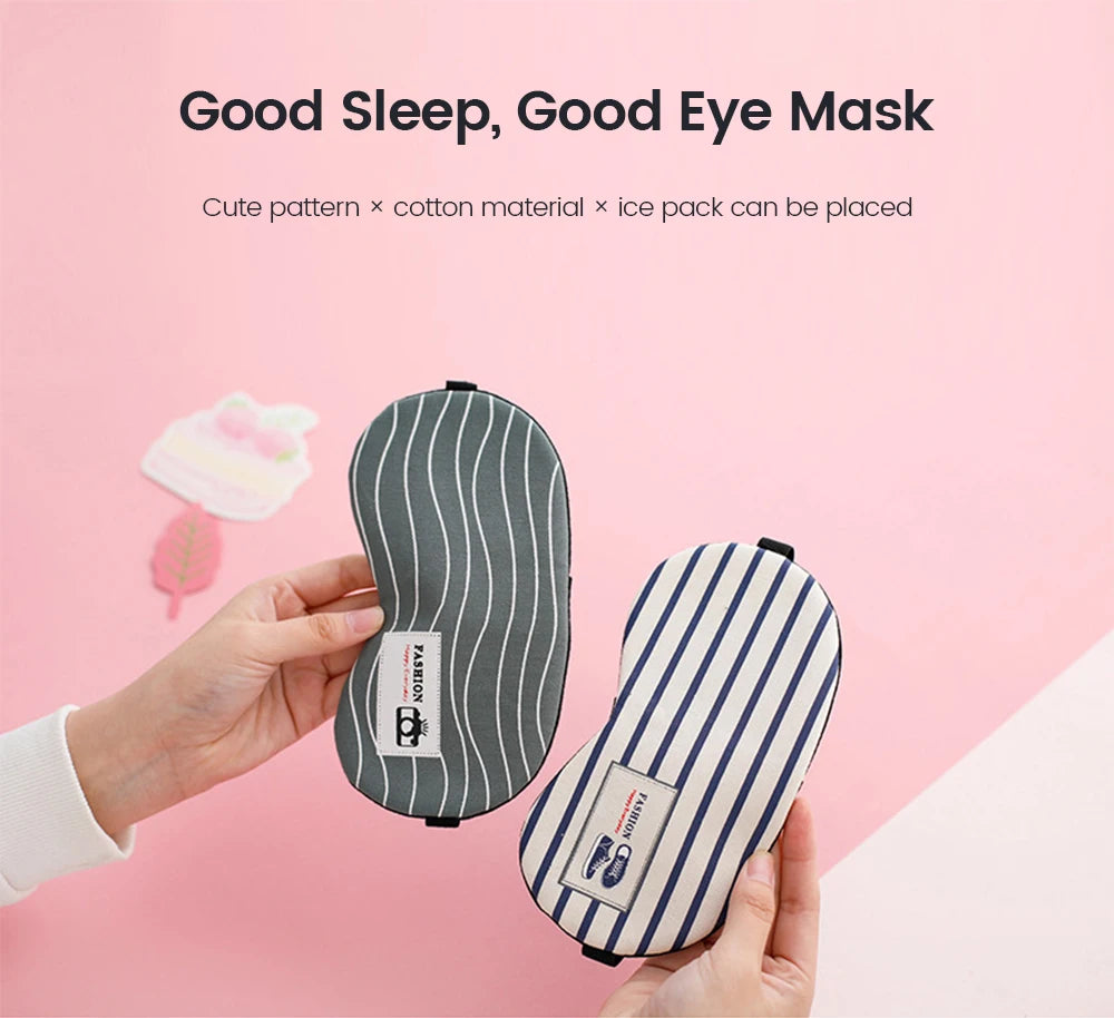 Cotton Linen Sleep Mask Printing Striped Pattern Eye Patches Breathable Comfortable Sleeping Masks Eye Patch Shading Cute Child
