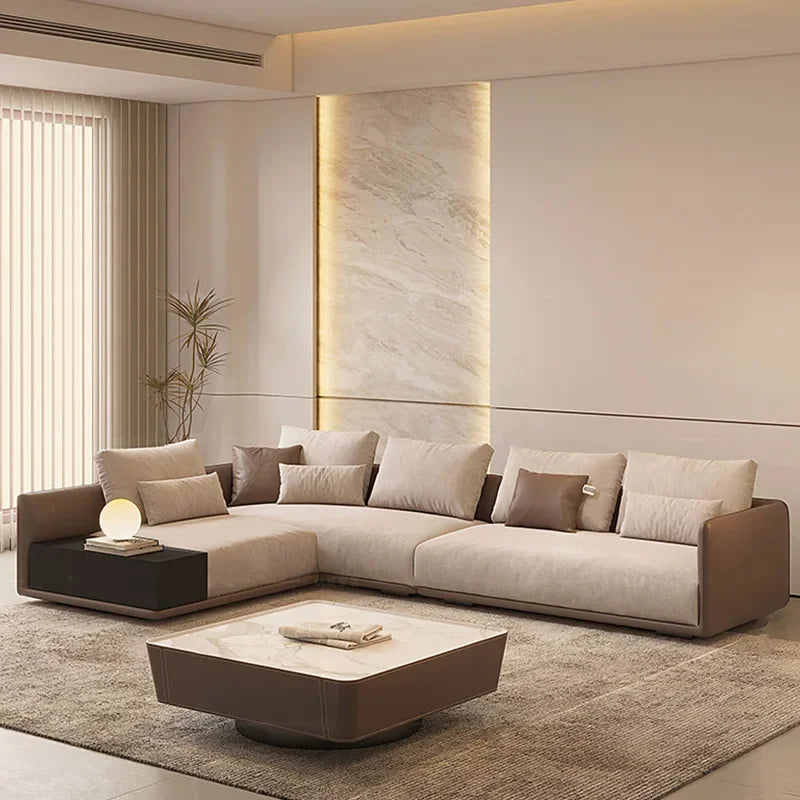QB60 Minimalist large-sized imperial concubine fabric sofa Italian light luxury cream style living room creative module leather