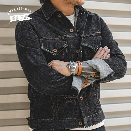 Maden Retro Blue Denim Jackets For Men Casual Crowboy Streetwear Coat Bomber Jacket Harajuku Vintage Outerwear Men's Clothing