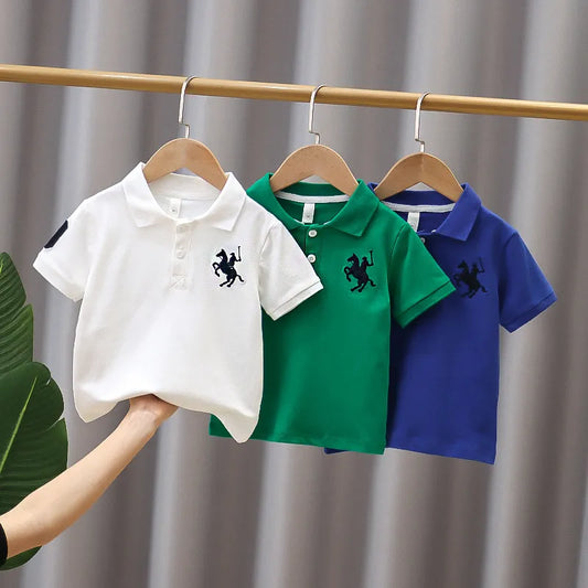 Summer Baby Boys T Shirt Short Sleeve Polo Shirts for Boy Children Solid Color Tee Baby Top Boy Clothes Korea