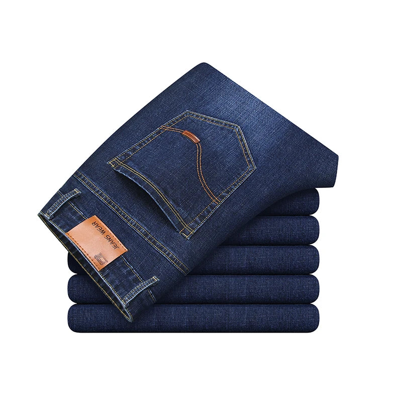 Plus Size 28-50 Jeans Men's Blue and Black Can Choose Small Stretch Denim Pants Business Casual Trousers