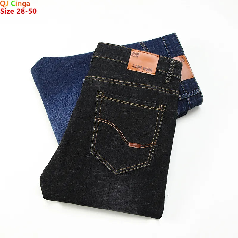 Plus Size 28-50 Jeans Men's Blue and Black Can Choose Small Stretch Denim Pants Business Casual Trousers