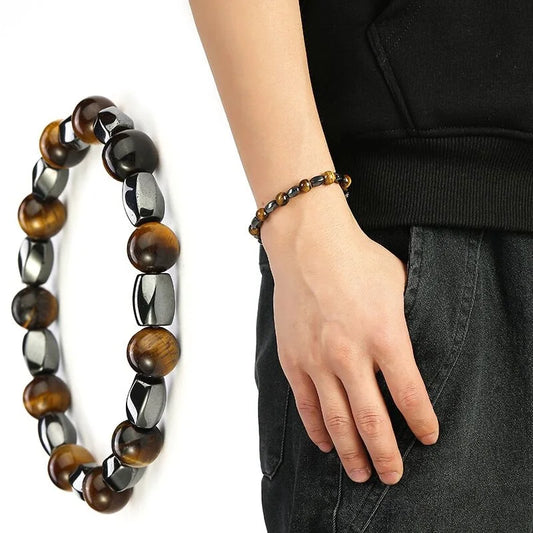 Magnetic Bracelet Beads Hematite Stone Therapy Health Care Magnet Hematite Beads Bracelet Men's Jewelry