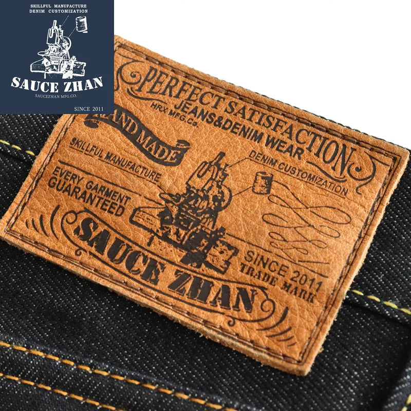 SauceZhan 310XX-HS  Men's Jeans  Selvedge Sanforized Denim Jeans Jeans Raw Denim Indigo   Slim Fit 14.5 Oz