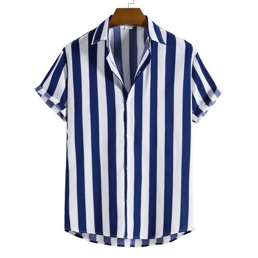 Top Selling Product In 2022 Summer New Men's Fashion Casual Short Sleeve Printed Striped Shirts Men's Clothing