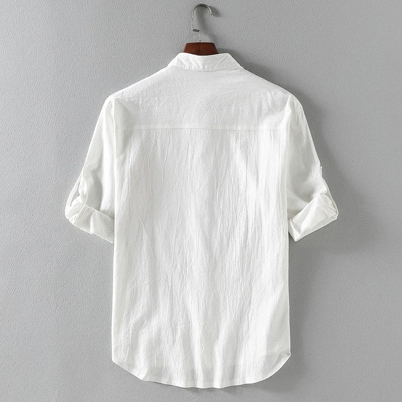 Short-sleeved Shirt Men's 2022 Summer New Solid Color Thin Linen Casual Shirt Loose Large Size Fashion Men's Clothing Shirt 5XL
