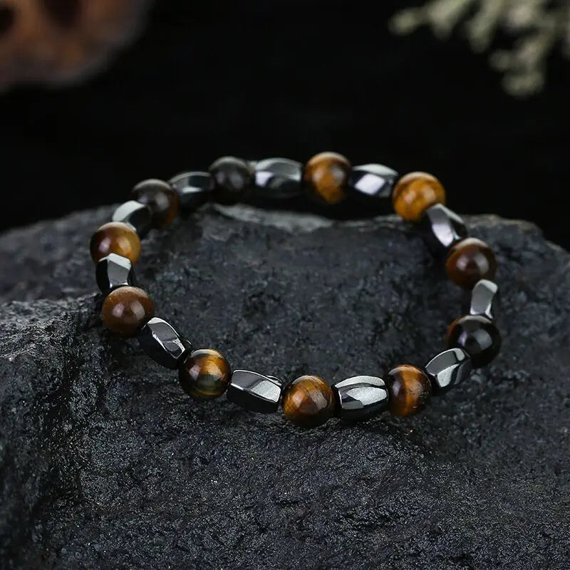 Magnetic Bracelet Beads Hematite Stone Therapy Health Care Magnet Hematite Beads Bracelet Men's Jewelry