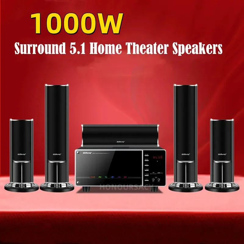 1000W High-power Home TV Living Room KTV Bluetooth Speaker Surround Sound Subwoofer Speaker 5.1 Home Theater System Audio Set