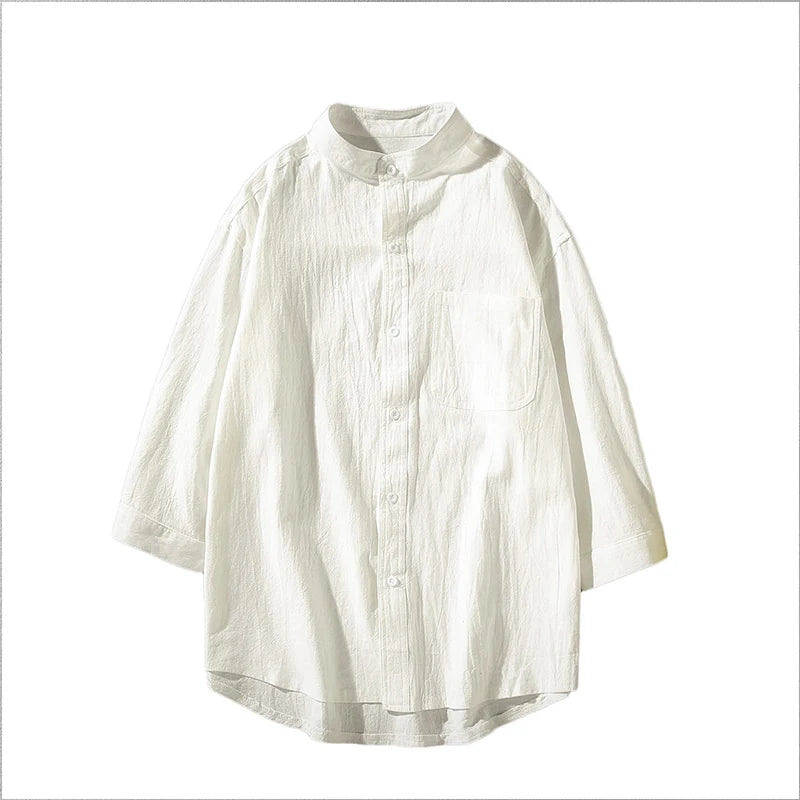 Short-sleeved Shirt Men's 2022 Summer New Solid Color Thin Linen Casual Shirt Loose Large Size Fashion Men's Clothing Shirt 5XL