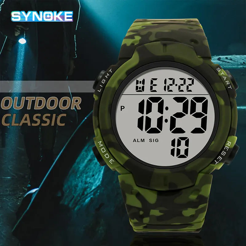 SYNOKE Outdoor sports watch Army Wristwatch Men Digital Watch Big Dial Watches Led Waterproof For Male Reloj Hombre Dropshipping