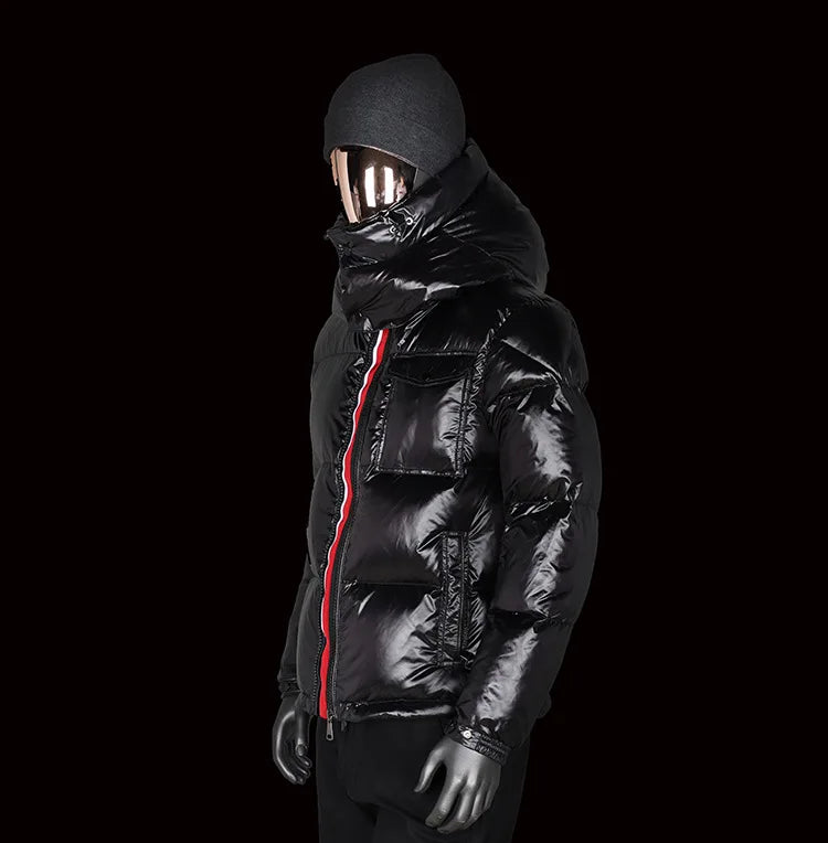 Fashion Double Zipper Down Coat 2024 Winter Mens Brand Hooded Long Sleeve Thick Duck Down Jacket Feather Puffer Jacket ZN27
