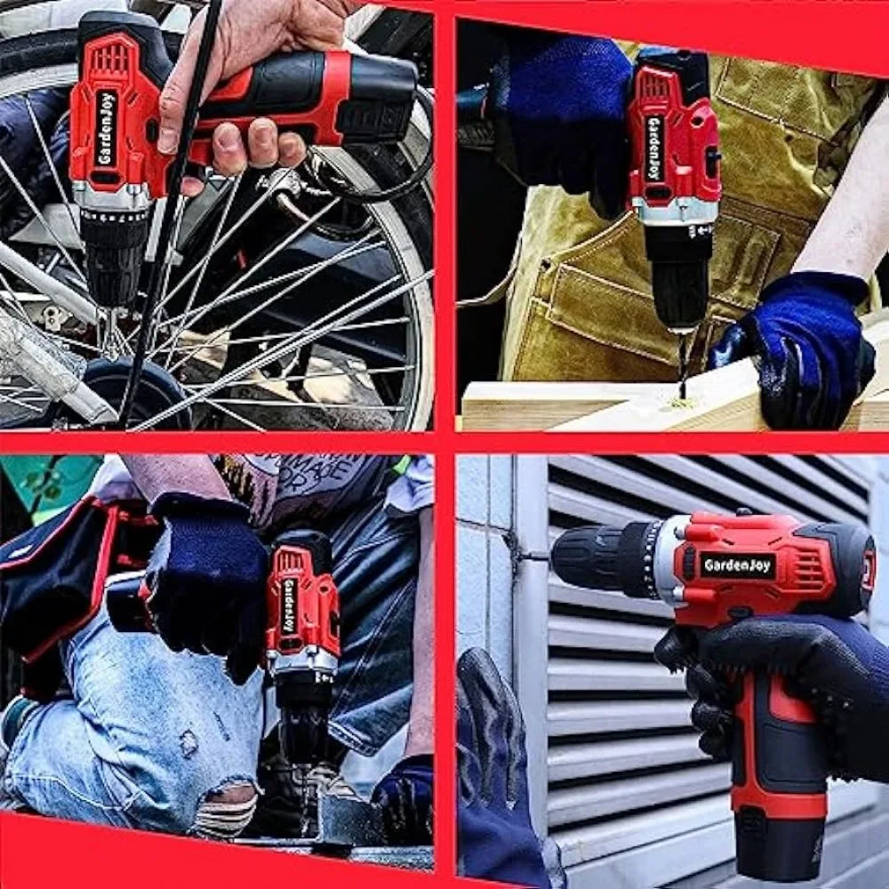 GardenJoy 84 Piece Home Tool Kit with 12V Cordless Electric Drill Driver and Battery Charger, Professional Household Power