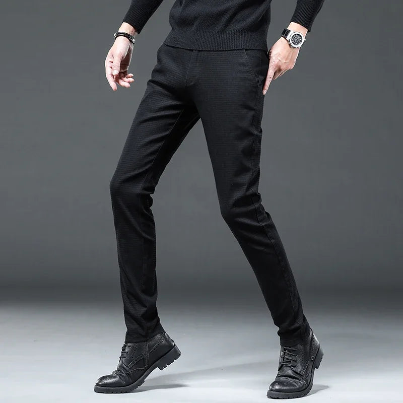 KUBRO Brand 2022 Men's Clothing Off White England Man Pants Fashion Stretch Casual Trousers Business Slim Fit Male Plaid Pants