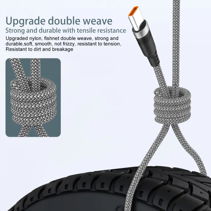 6A Extended USB TYPE-C Cable Braided Data Cable for Samsung Huawei Xiaomi Switch Sony PS5 TYPE-C 8m 5m 3m 2m 1.5m 1m Cable