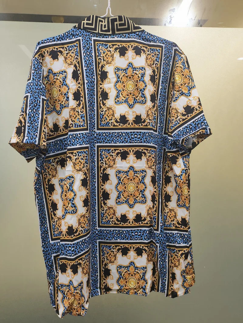 Hot Sale 2022 Summer New Men's Clothing European American Retro Trend Shirt Cardigan Men's Short Sleeve Shirt