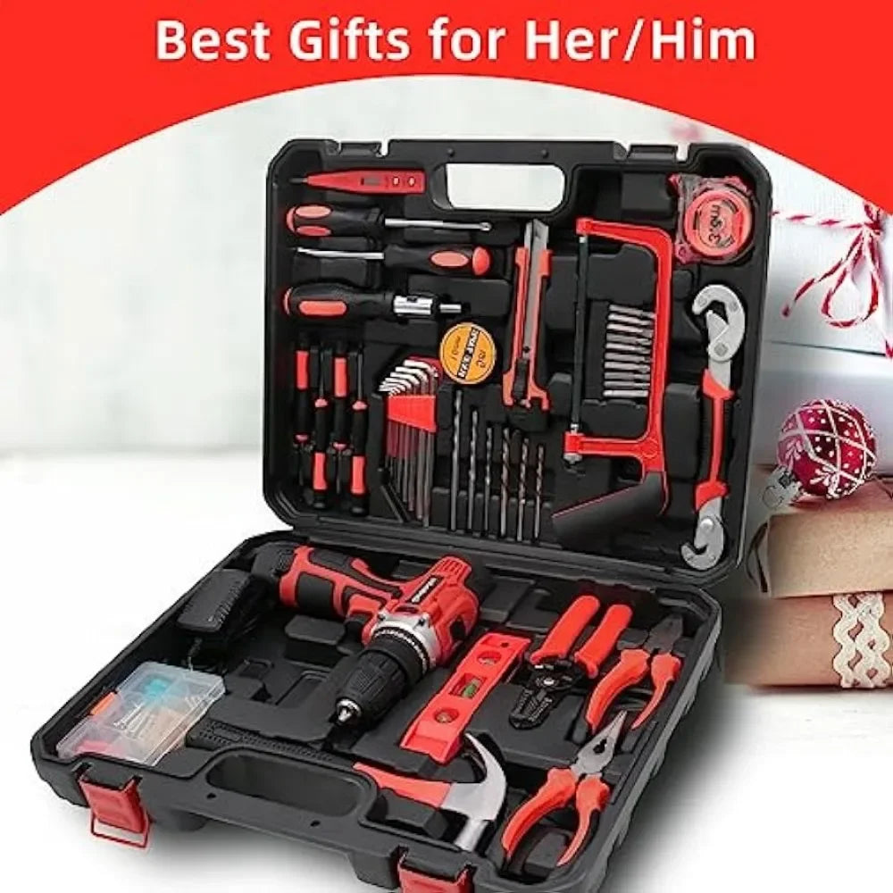 GardenJoy 84 Piece Home Tool Kit with 12V Cordless Electric Drill Driver and Battery Charger, Professional Household Power