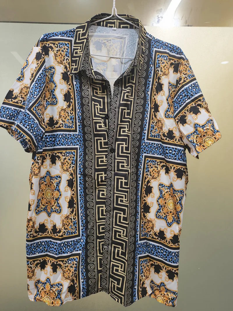 Hot Sale 2022 Summer New Men's Clothing European American Retro Trend Shirt Cardigan Men's Short Sleeve Shirt