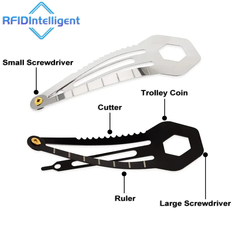 Outdoor Women's EDC Self Defence Weapons Multifunctional Stainless Steel Hair Clip Hairpin Personal Defense Keychain Tool
