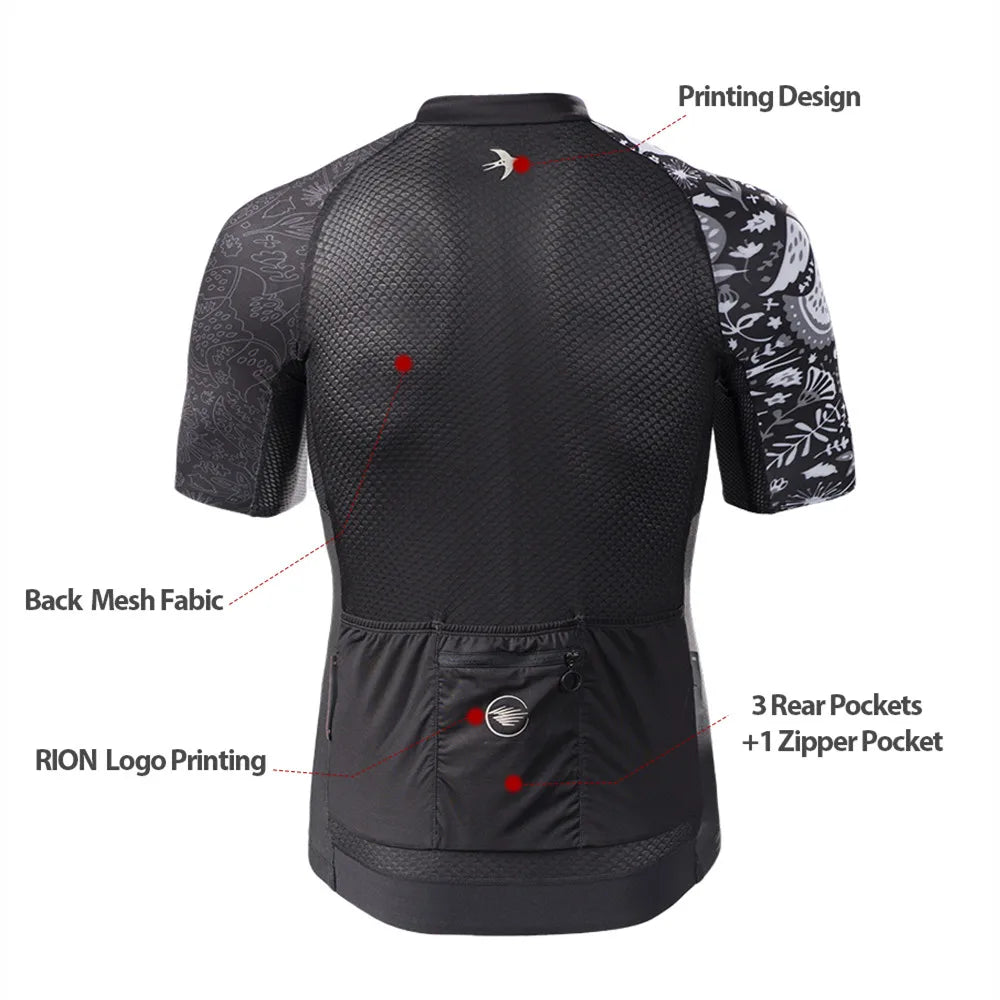 RION Men Cycling Jersey Motocross Short Sleeves Tops Bicycle Retro MTB Downhill Shirt Road Bike Team Autumn Sports Men Clothing