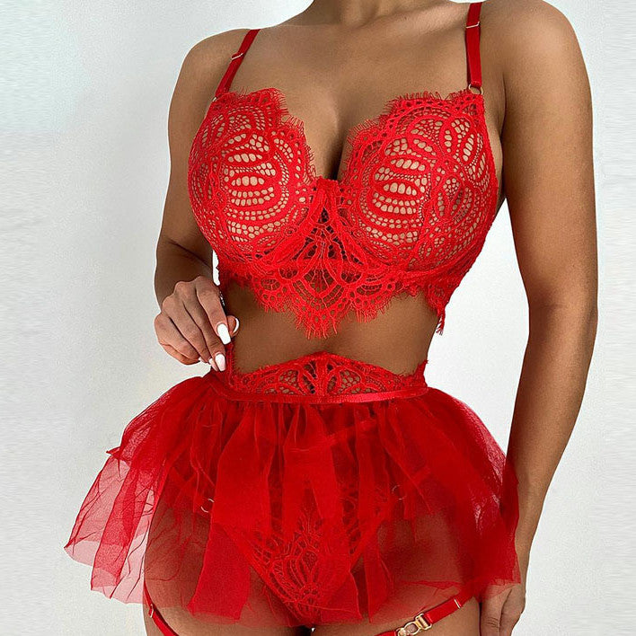 Women's Fashion Simple Lace Mesh Underwear Suit