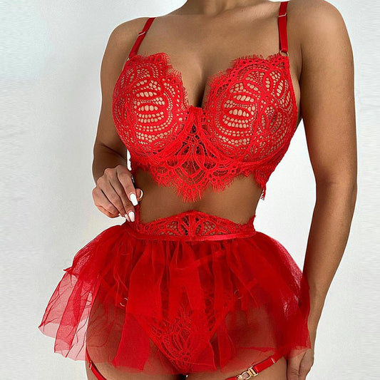 Women's Fashion Simple Lace Mesh Underwear Suit