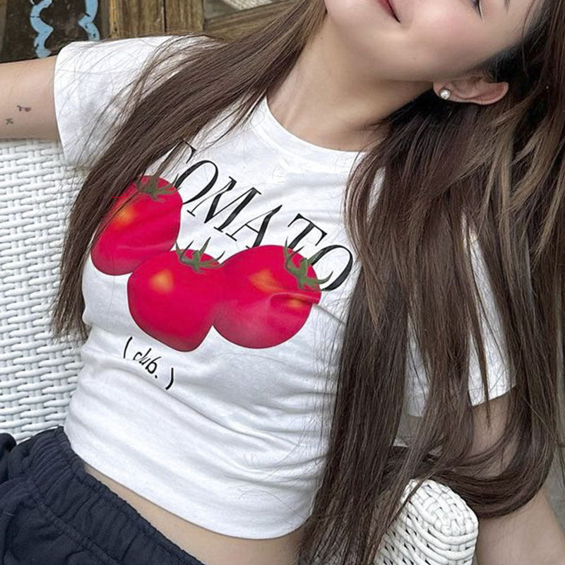 Hot Girl Print Fashion Casual Short Sleeve Top