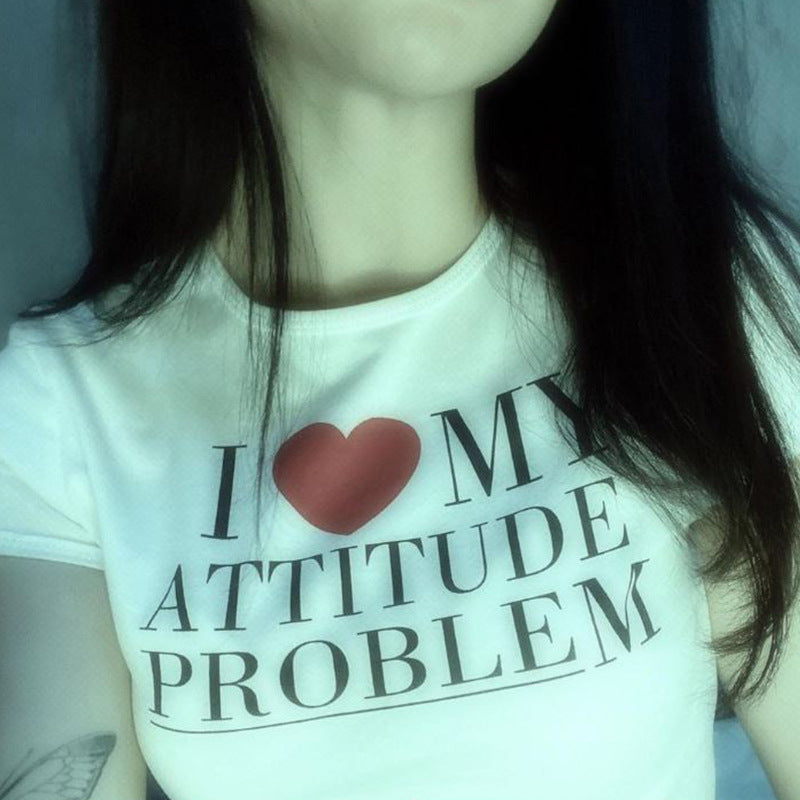 Hot Girl Print Fashion Casual Short Sleeve Top