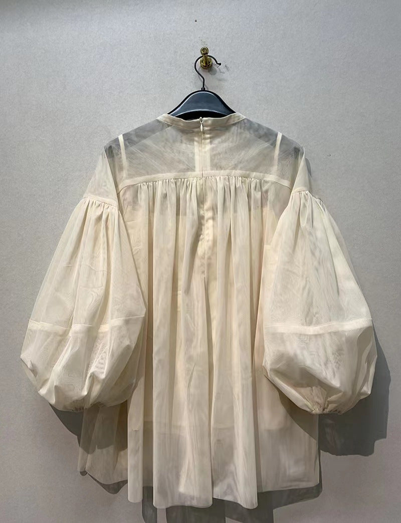 Summer Gauzy Shirt Two-piece Suit Small Sexy Sling Detachable