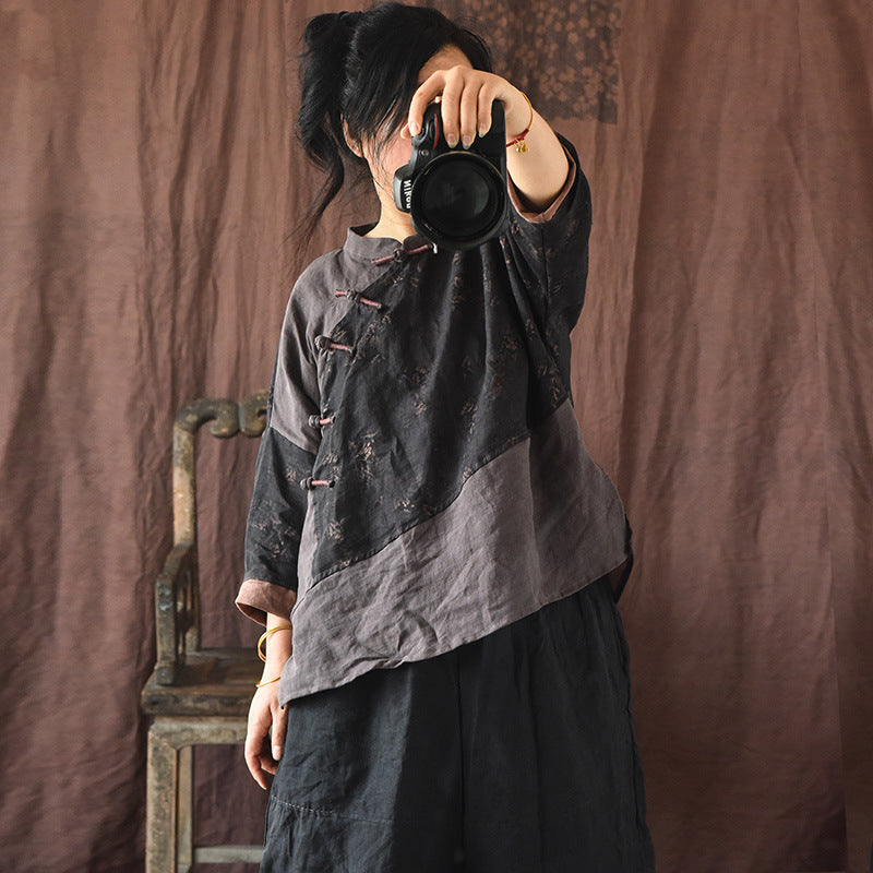 Retro Artistic Style Women's Cotton And Linen Top