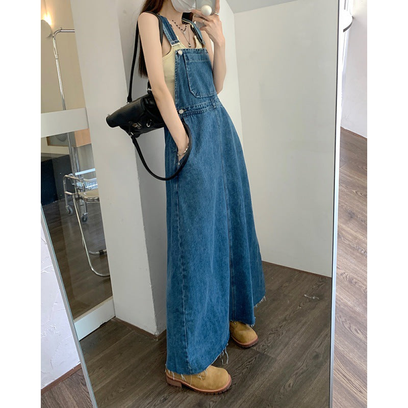 Autumn Japanese New Retro Plus Size Denim Suspender Skirt For Women