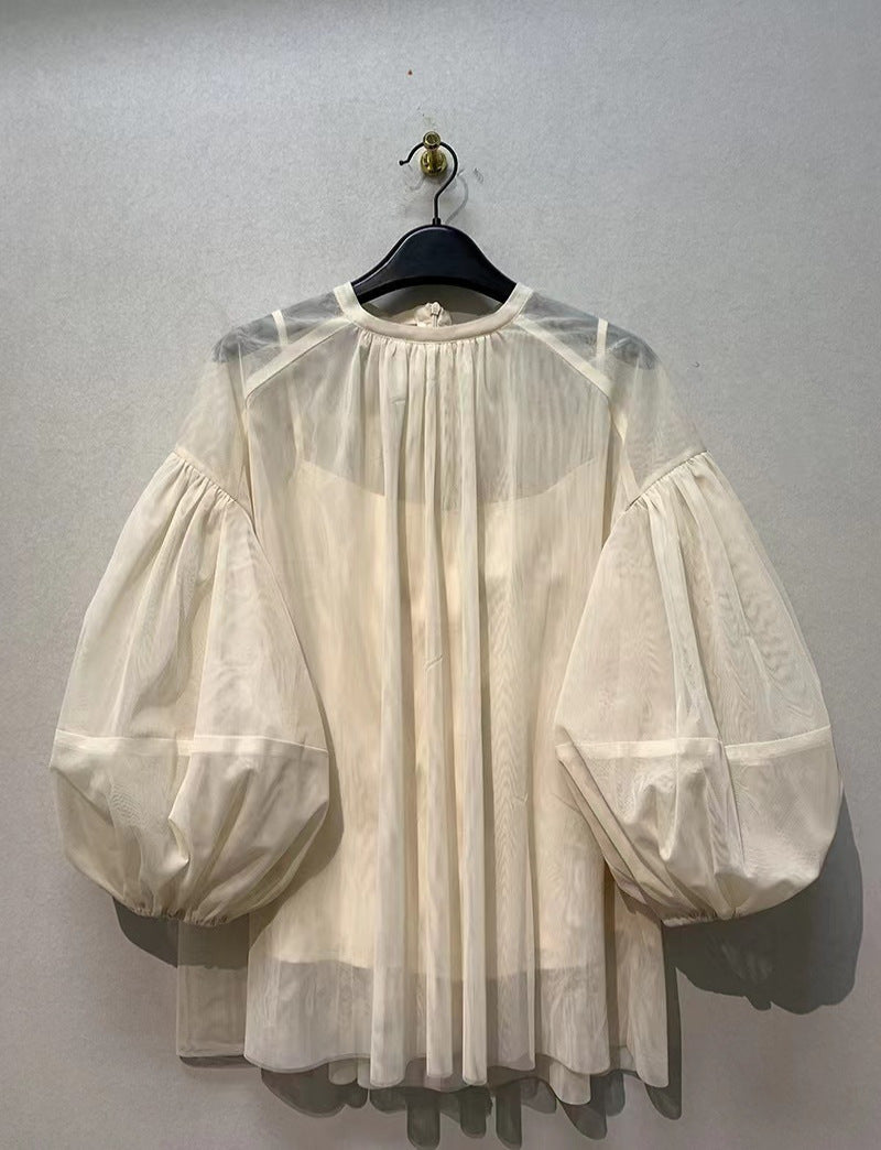 Summer Gauzy Shirt Two-piece Suit Small Sexy Sling Detachable