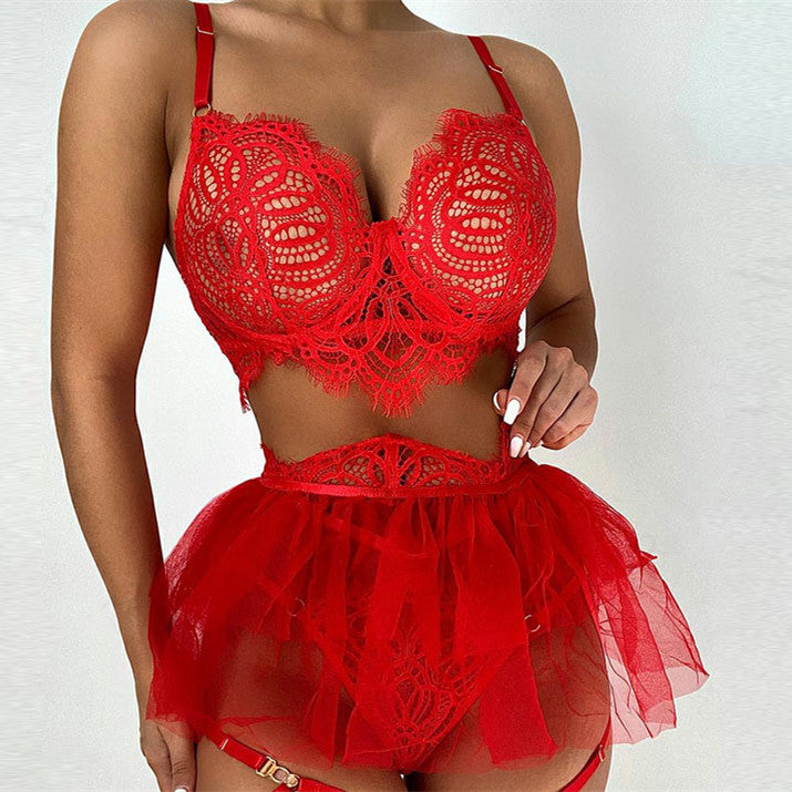 Women's Fashion Simple Lace Mesh Underwear Suit