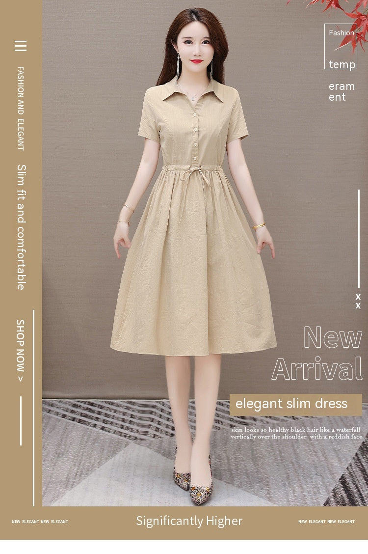Solid Color Short Sleeve Dress