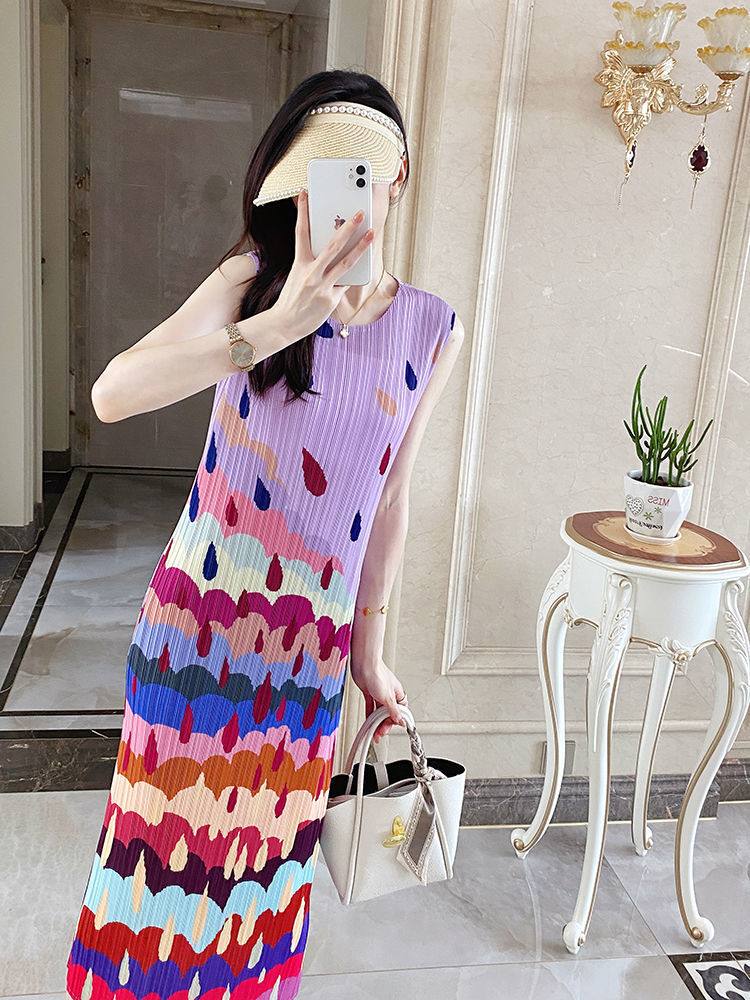 Pleated Special-interest Design High-grade Color Dress Sweet
