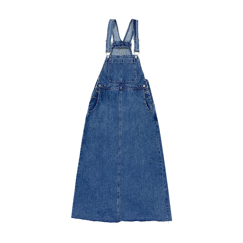 Autumn Japanese New Retro Plus Size Denim Suspender Skirt For Women