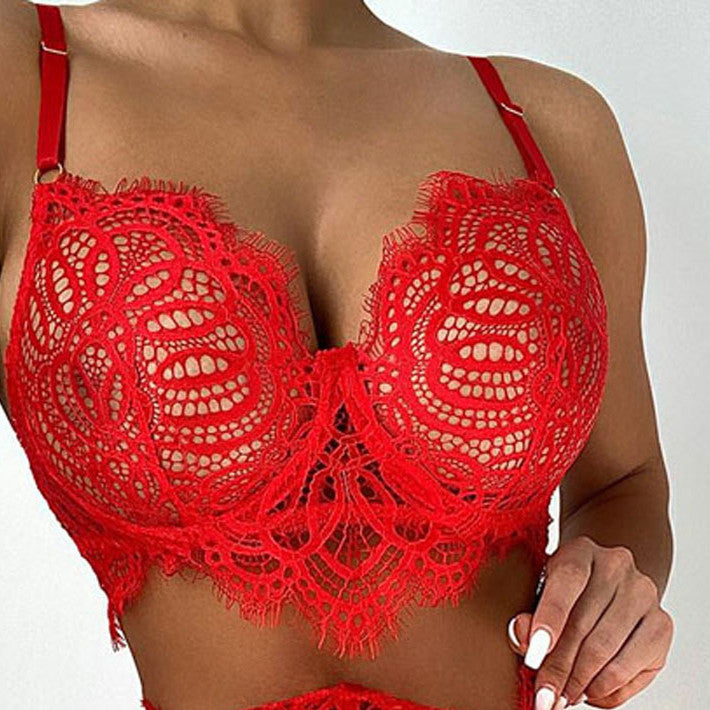 Women's Fashion Simple Lace Mesh Underwear Suit