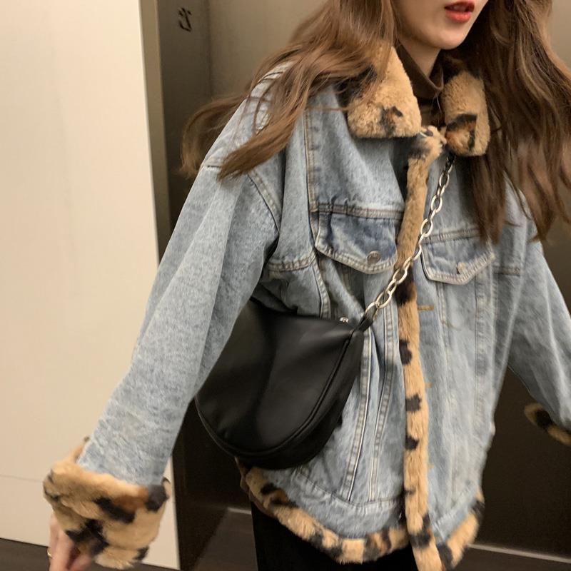 Double-sided Lamb Wool Coat Winter Denim Cotton Coat Ins