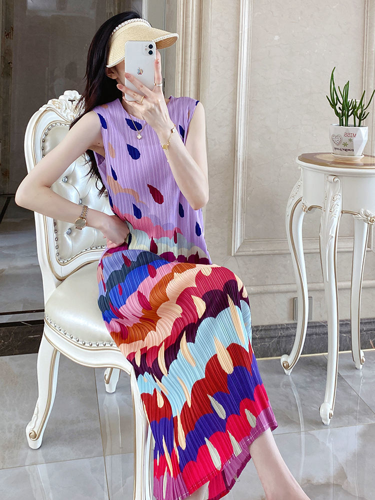 Pleated Special-interest Design High-grade Color Dress Sweet
