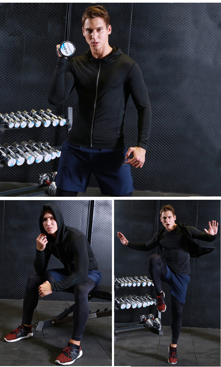 Fall Winter Men's Sports Tight Jacket Casual Hoodie