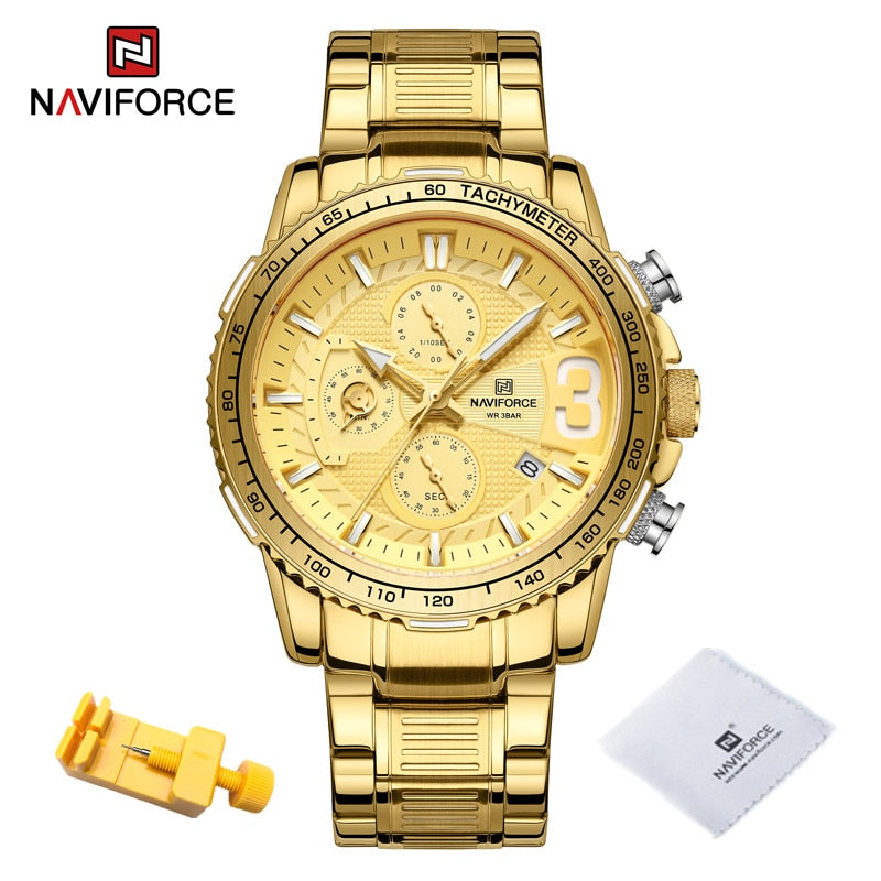 NAVIFORCE Luxury Watch For Men Quartz Chronograph Sport Waterproof Man Watches Military Fashion Stainless Steel Wristwatch Clock
