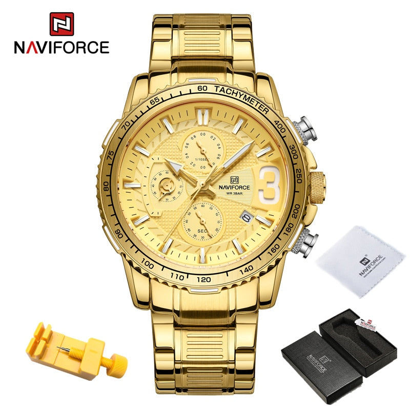 NAVIFORCE Luxury Watch For Men Quartz Chronograph Sport Waterproof Man Watches Military Fashion Stainless Steel Wristwatch Clock