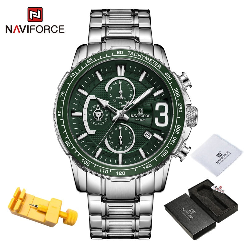 NAVIFORCE Luxury Watch For Men Quartz Chronograph Sport Waterproof Man Watches Military Fashion Stainless Steel Wristwatch Clock