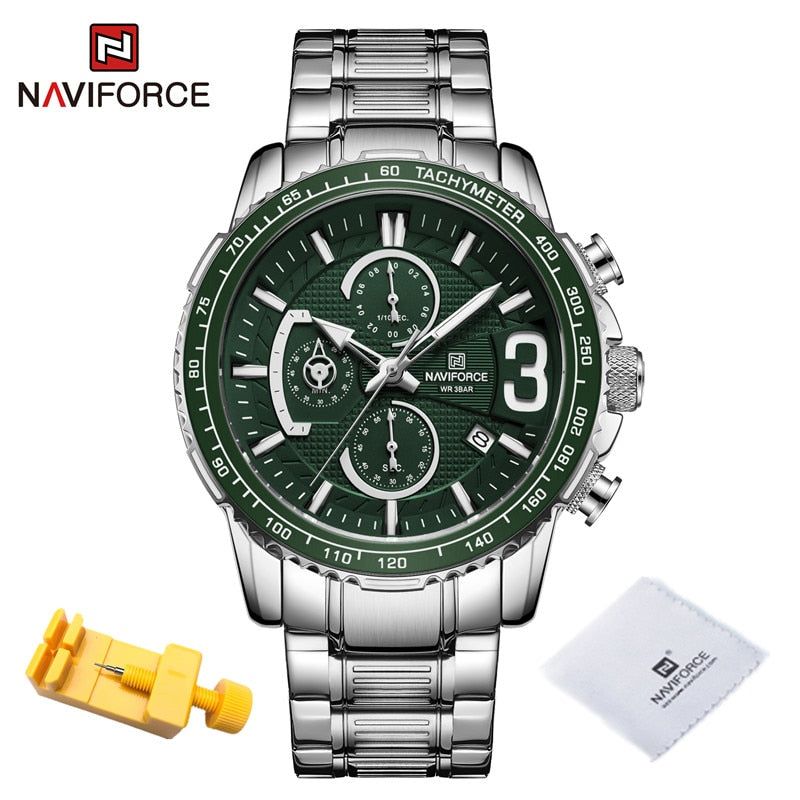 NAVIFORCE Luxury Watch For Men Quartz Chronograph Sport Waterproof Man Watches Military Fashion Stainless Steel Wristwatch Clock