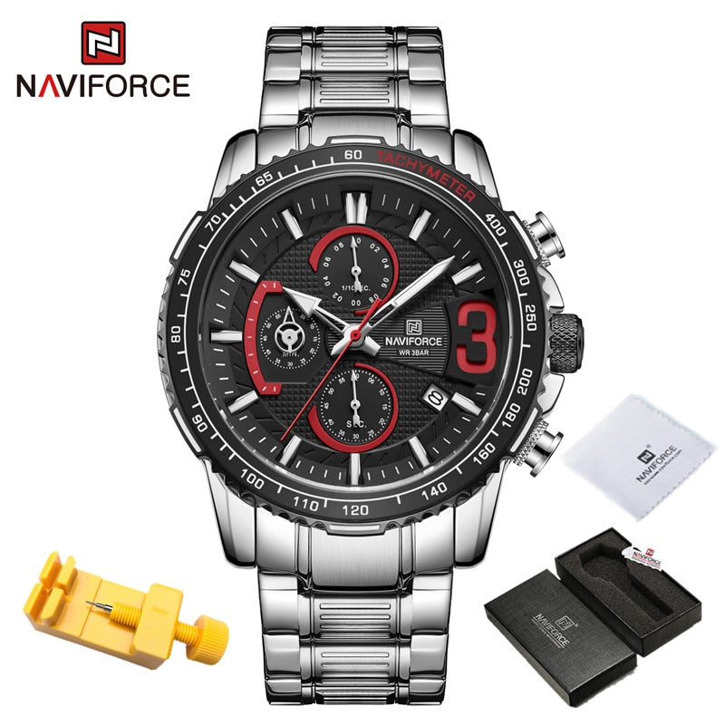 NAVIFORCE Luxury Watch For Men Quartz Chronograph Sport Waterproof Man Watches Military Fashion Stainless Steel Wristwatch Clock