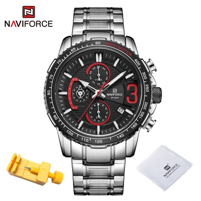 NAVIFORCE Luxury Watch For Men Quartz Chronograph Sport Waterproof Man Watches Military Fashion Stainless Steel Wristwatch Clock