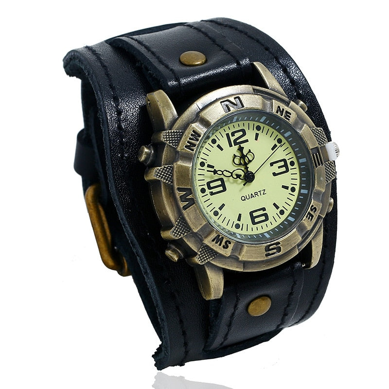 All-Match Fashion Punk Retro Brown Black Belt Strap Genuine Leather Watch Men Bracelet For Women Jewelry Freely Shipping